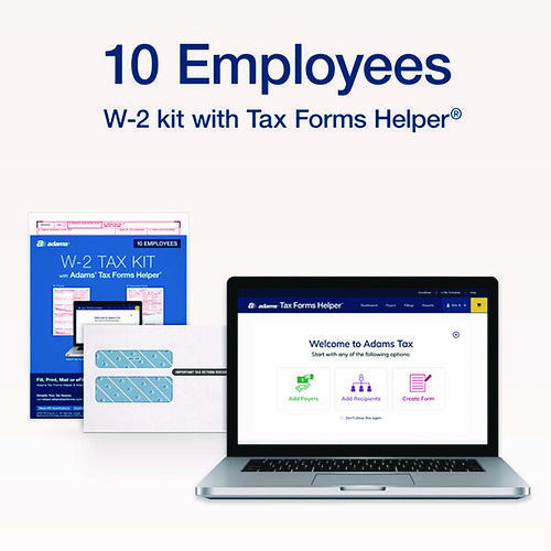 Picture of 6-Part W-2 Tax Form Kit with Security Envelopes and Tax Forms Helper, 2024, 8 x 5.5, 2 Forms/Sheet, 10 Forms Total