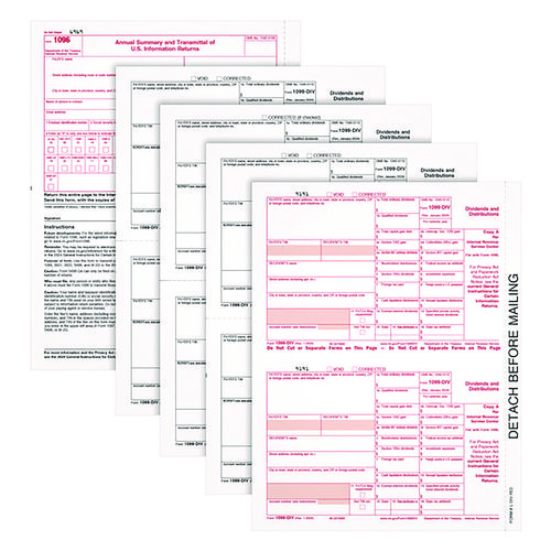 Picture of 4-Part 1099-DIV Tax Forms with Tax Forms Helper, Fiscal Year: 2024, 4-Part Carbonless, 8 x 5.5, 2 Forms/Sheet, 24 Forms Total