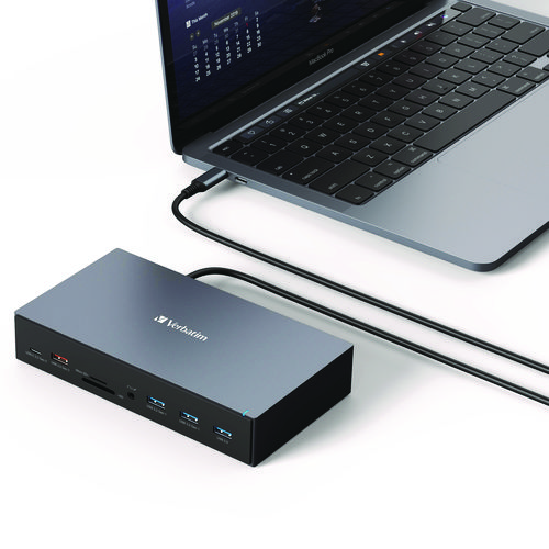 Picture of USB-C Pro Docking Station 17-in-1, Audio/DisplayPort/HDMI/Micro SD/RJ45/SD/USB-A/USB-C, Gray