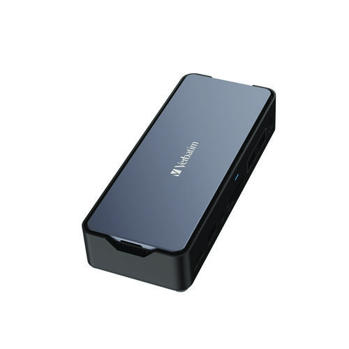 Picture of USB-C Pro Docking Station 15-in-1 SSD Enclosure, Audio/DisplayPort/HDMI/Micro SD/NVMe/RJ45/SD/USB-A/USB-C/SATA, Gray