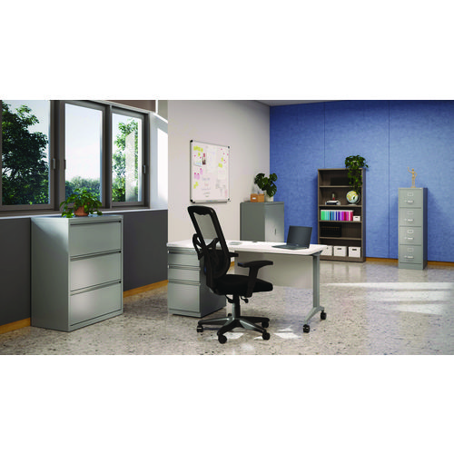 Picture of Modern Teacher Series Pedestal Desk, Left-Side Pedestal: Box/Box/File, 60" x 24" x 28.75", White/Silver