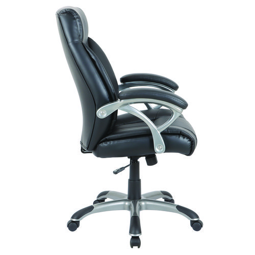 Picture of Fulford Bonded Leather High-Back Manager's Chair, Supports Up to 275 lb, 18.62 to 22.56 Seat Height, Black Seat/Back/Base