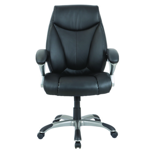 Picture of Fulford Bonded Leather High-Back Manager's Chair, Supports Up to 275 lb, 18.62 to 22.56 Seat Height, Black Seat/Back/Base