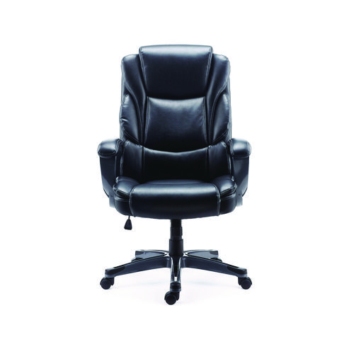 Picture of Kirkdale Bonded Leather Manager Chair, Supports Up to 275 lb, 16.18 to 22.76 Seat Height, Black Seat/Back, Black Base