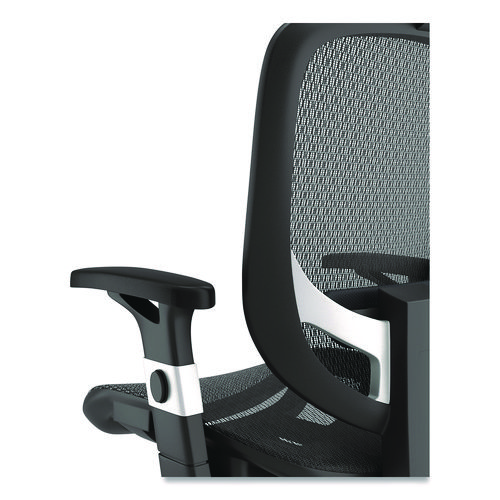 Picture of Minerva Ergonomic Mesh Swivel Task Chair, Supports Up to 275 lb, 17.24 to 20.98 Seat Height, Black Seat/Back, Black Base