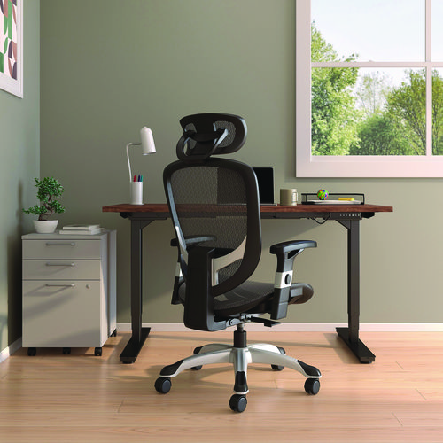 Picture of Minerva Ergonomic Mesh Swivel Task Chair, Supports Up to 275 lb, 17.24 to 20.98 Seat Height, Black Seat/Back, Black Base