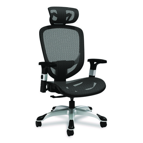 Picture of Minerva Ergonomic Mesh Swivel Task Chair, Supports Up to 275 lb, 17.24 to 20.98 Seat Height, Black Seat/Back, Black Base