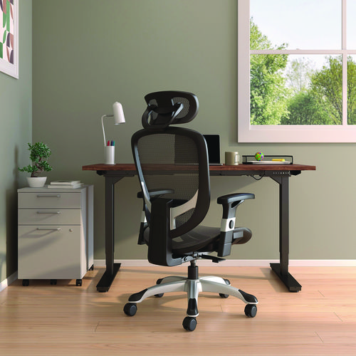 Picture of Minerva Ergonomic Mesh Swivel Task Chair, Supports Up to 275 lb, 17.24 to 20.98 Seat Height, Gray Seat, Gray Back, Black Base