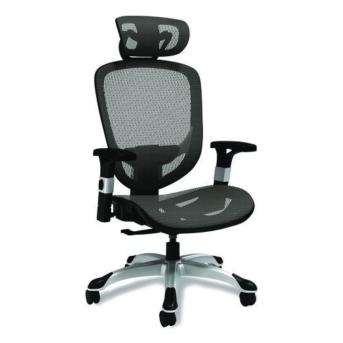 Picture of Minerva Ergonomic Mesh Swivel Task Chair, Supports Up to 275 lb, 17.24 to 20.98 Seat Height, Gray Seat, Gray Back, Black Base