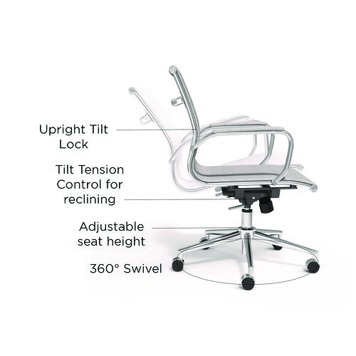 Picture of Siskin Fabric Managers Chair, Supports Up to 275 lb, 16.93 to 20.67 Seat Height, Gray Seat, Gray Back, Chrome Base