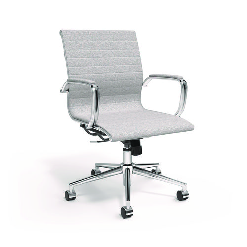 Picture of Siskin Fabric Managers Chair, Supports Up to 275 lb, 16.93 to 20.67 Seat Height, Gray Seat, Gray Back, Chrome Base