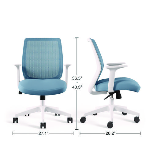 Picture of Wessex Ergonomic Fabric Mesh Swivel Task Chair, Up to 275 lb, 17.09 to 20.83 Seat Height, Seafoam Seat/Back, White Base