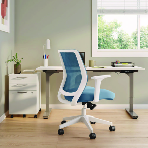 Picture of Wessex Ergonomic Fabric Mesh Swivel Task Chair, Up to 275 lb, 17.09 to 20.83 Seat Height, Seafoam Seat/Back, White Base