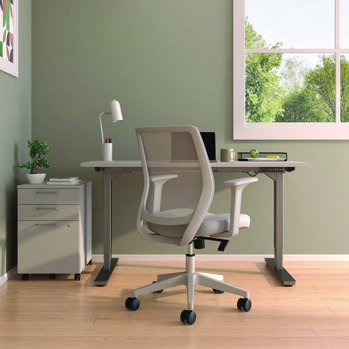 Picture of Wessex Ergonomic Fabric Mesh Swivel Task Chair, Supports Up to 275 lb, 17.09 to 20.83 Seat Height, Gray Seat/Back, White Base