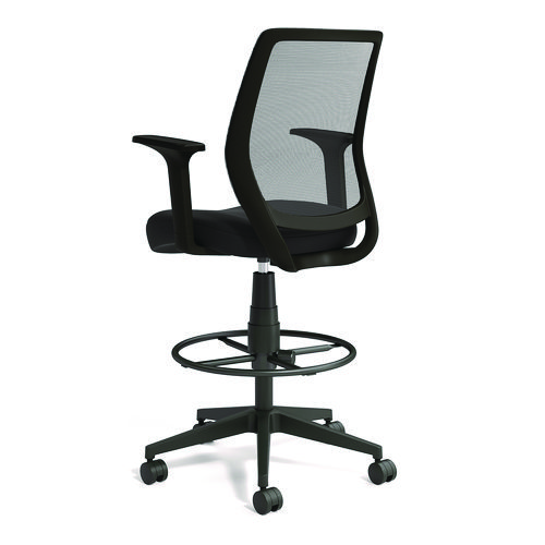 Picture of Wessex Drafting Stool, Mesh Back, Supports Up to 275 lb, 27.95 to 33.66 Seat Height, Black Seat, Black Back, Black Base