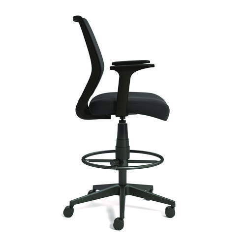 Picture of Wessex Drafting Stool, Mesh Back, Supports Up to 275 lb, 27.95 to 33.66 Seat Height, Black Seat, Black Back, Black Base