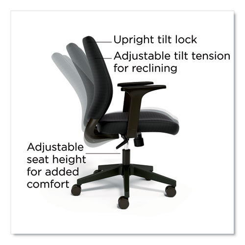 Picture of Wessex Ergonomic Fabric Task Chair, Supports Up to 275 lb, 17.13 to 20.83 Seat Height, Black Seat/Back, Black Base