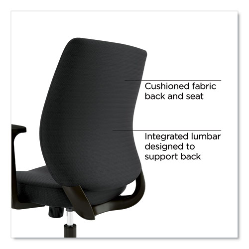 Picture of Wessex Ergonomic Fabric Task Chair, Supports Up to 275 lb, 17.13 to 20.83 Seat Height, Black Seat/Back, Black Base