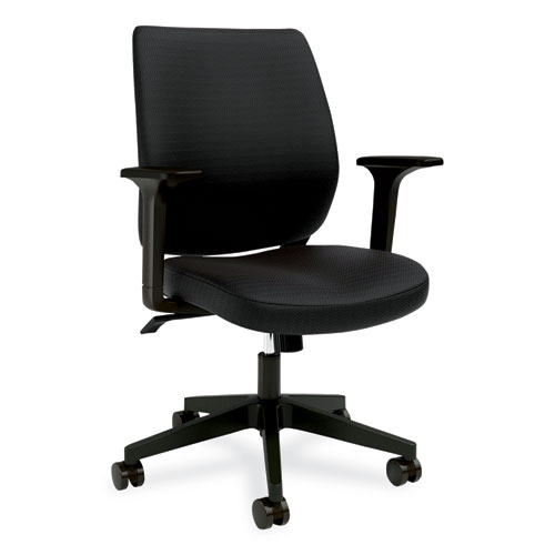 Picture of Wessex Ergonomic Fabric Task Chair, Supports Up to 275 lb, 17.13 to 20.83 Seat Height, Black Seat/Back, Black Base