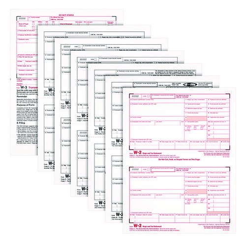 Picture of 6-Part W-2 Tax Forms with Tax Forms Helper, Fiscal Year: 2024, Six-Part Carbonless, 8.5 x 5.5, 2 Forms/Sheet, 50 Forms Total