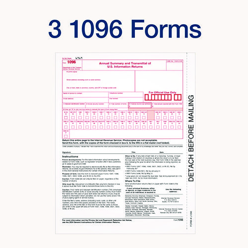 Picture of 4-Part 1099-NEC Continuous Feed Tax Forms, Fiscal Year: 2024, Four-Part Carbonless, 8.5 x 5.5, 2 Forms/Sheet, 24 Forms Total