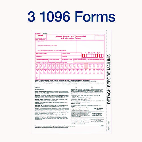 Picture of 4-Part 1099-NEC Tax Form Kit with Security Envelopes and Tax Forms Helper, 2024, 8.5 x 3.5, 3 Forms/Sheet, 24 Forms Total