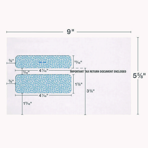 Picture of W-2 Gummed Seal Double-Window Envelopes, Commercial Flap, Gummed Closure, 5.63 x 9, White, 24/Pack