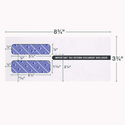 Picture of 1099 Double Window Envelope, Commercial Flap, Self-Adhesive Closure, 3.75 x 8.75, White, 24/Pack