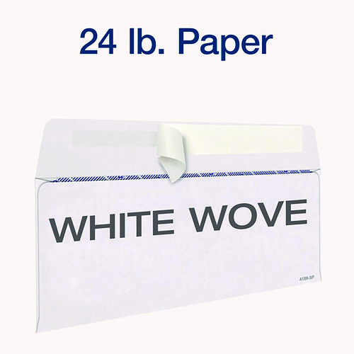 Picture of 1099 Double Window Envelope, Commercial Flap, Self-Adhesive Closure, 3.75 x 8.75, White, 24/Pack