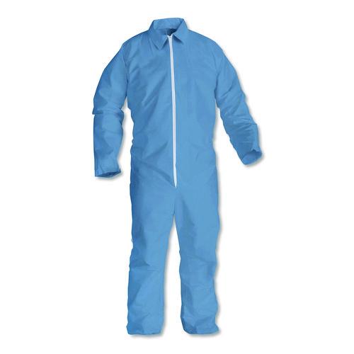 Picture of A65 Zipper Front Flame Resistant Coveralls, Hood/Elastic Wrists and Ankles, 3X-Large, Blue, 21/Carton