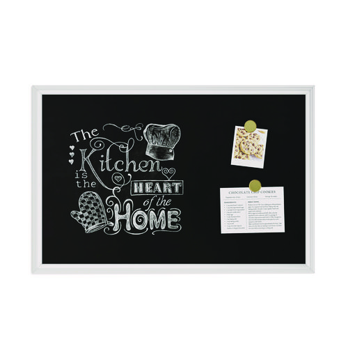 Picture of Magnetic Chalkboard with Decor Frame, 30" x 20", Black Surface, White Wood Frame