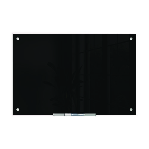 Picture of Black Glass Dry Erase Board, 36" x 24" (Actual Size: 35" x 23"), Black Surface