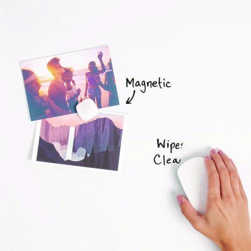 Picture of Magnetic Dry Erase Board with Decor Frame, 30" x 20", White Surface, White Wood Frame