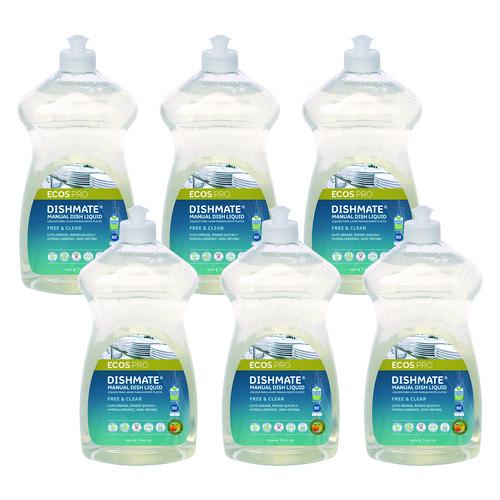 Picture of Dishmate Manual Dish Liquid, Free and Clear, 25 oz Squeeze Bottle, 6/Carton