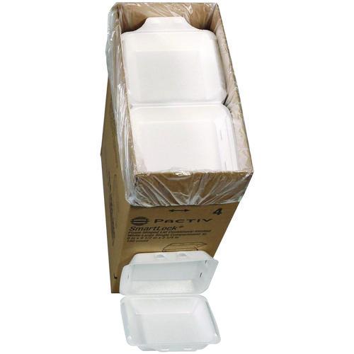 Picture of SmartLock Vented Foam Hinged Lid Container, 9 x 9.5 x 3.3, White, 150/Carton