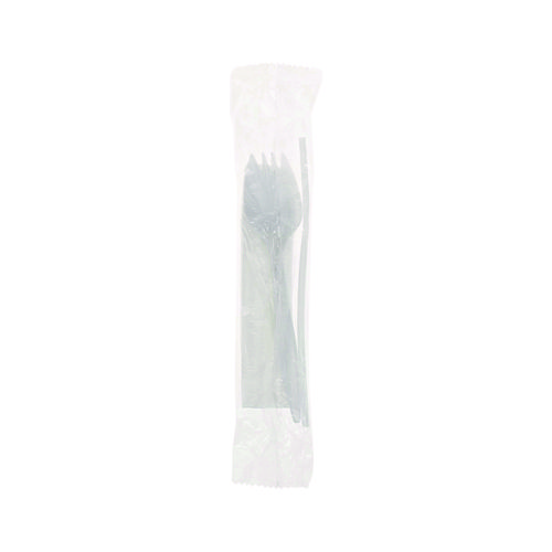 Picture of Fieldware Cutlery Kit, 5.5" Spork, 10 x 8 Napkin, Standard Straw, Mediumweight, White, 1,000/Carton