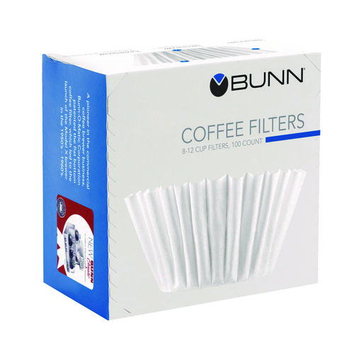 Picture of Coffee Filters, 8 to 12 Cup Size, Flat Bottom, 100/Pack