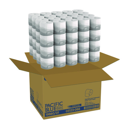 Picture of Pacific Blue Basic Bathroom Tissue, Septic Safe, 2-Ply, White, 550 Sheets/Roll, 80 Rolls/Carton