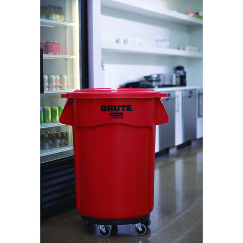 Picture of Vented Round Brute Container, 44 gal, Plastic, Red, 4/Carton