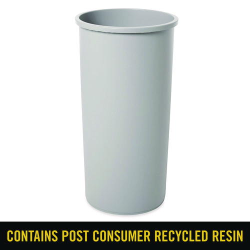 Picture of Untouchable Large Plastic Round Waste Receptacle, 22 gal, Plastic, Gray