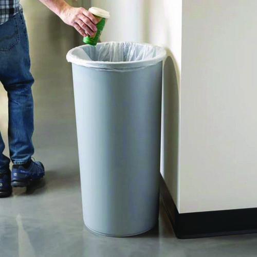 Picture of Untouchable Large Plastic Round Waste Receptacle, 22 gal, Plastic, Gray