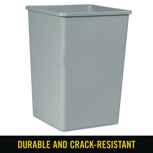 Picture of Untouchable Square Waste Receptacle, 35 gal, Plastic, Gray