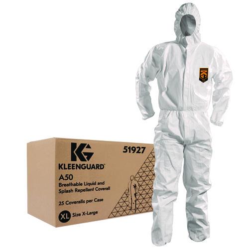 Picture of A50 Breathable Splash and Particle Protection Overalls, White, X-Large, 25/Carton