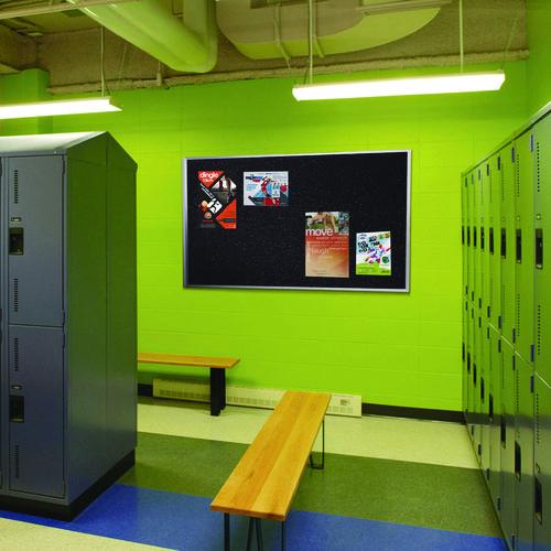 Picture of Recycled Bulletin Board, 87.91 x 48.5, Confetti Surface, Satin Aluminum Frame