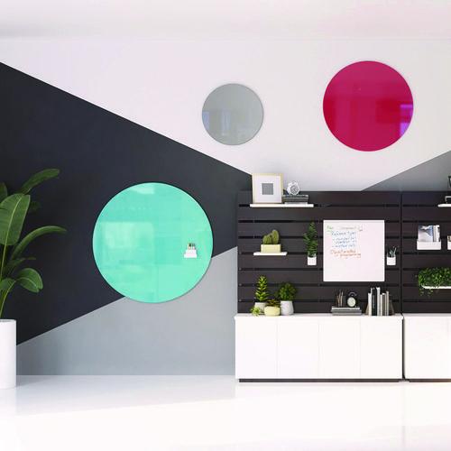 Picture of Coda Low Profile Circular Magnetic Glassboard, 36 x 36, Denim Surface