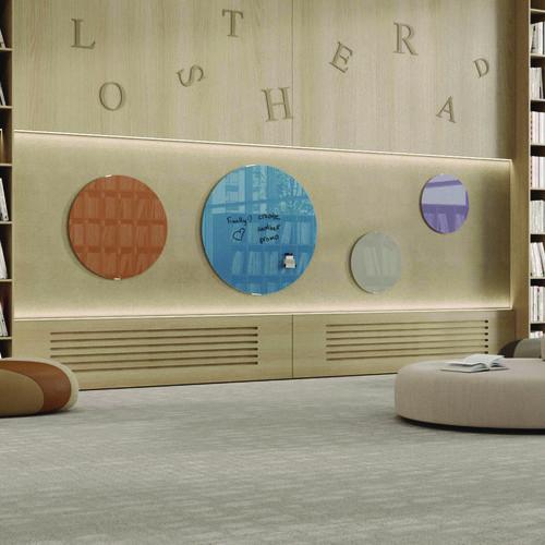 Picture of Coda Low Profile Circular Non-Magnetic Glassboard, 36 x 36, Denim Surface