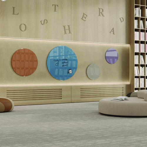 Picture of Coda Low Profile Circular Non-Magnetic Glassboard, 48 x 48, Denim Surface