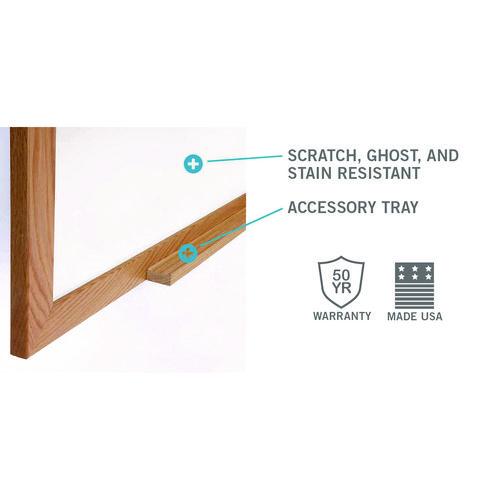 Picture of M1 Porcelain Magnetic Whiteboard, 87.94" x 48.5", White Surface, Natural Wood Frame