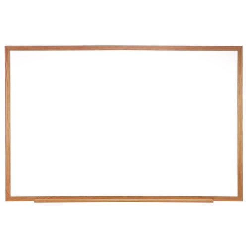 Picture of M1 Porcelain Magnetic Whiteboard, 87.94" x 48.5", White Surface, Natural Wood Frame