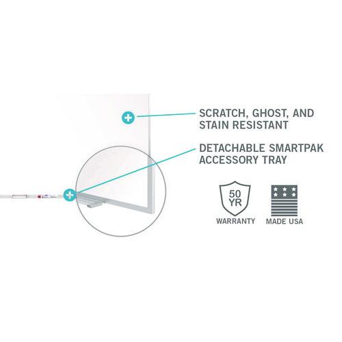 Picture of Two-Piece M1 Porcelain Magnetic Whiteboard, 144.5" x 48.5", White Surface, Satin Aluminum Frame